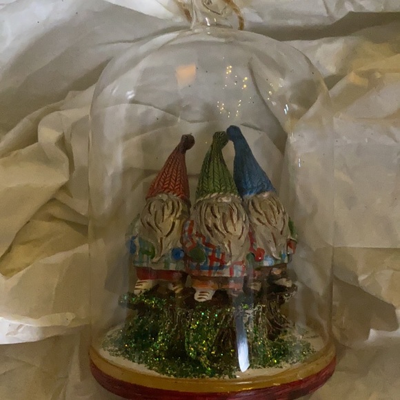 Pottery Barn Christmas Holiday Triple Gnome Cloche Ornament 🎄 - Picture 1 of 14